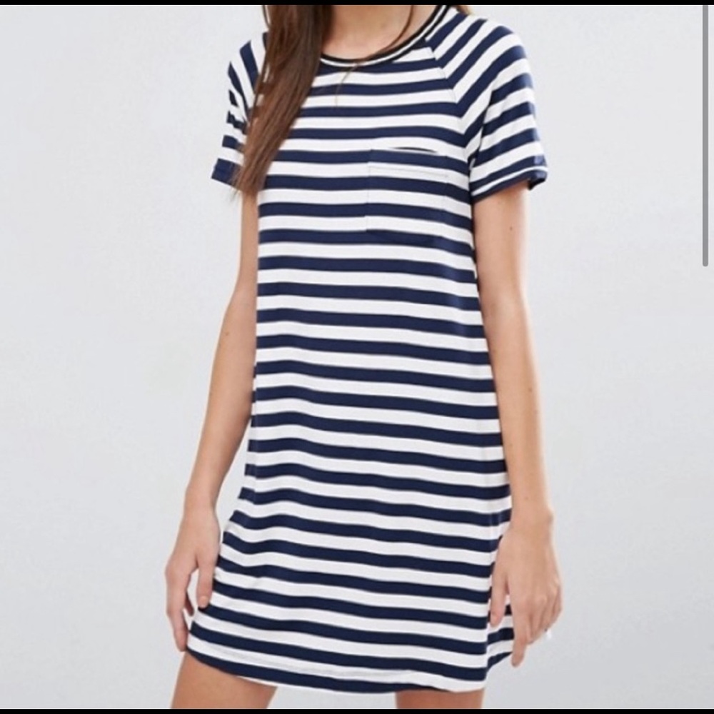 Abercrombie & fitch striped t-shirt dress, size s, navy/white.